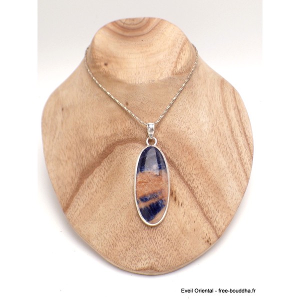 Pendentif Sodalite orange oval allongé Pendentifs pierres naturelles LAM3.2