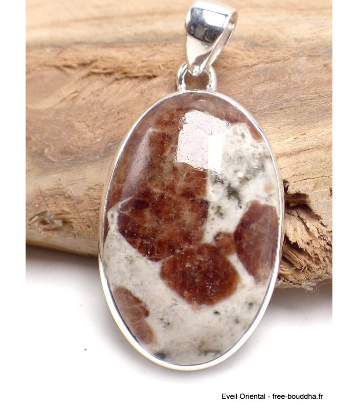 Pendentif Grenat Spessartine sur calcaire Pendentifs pierres naturelles LAM15