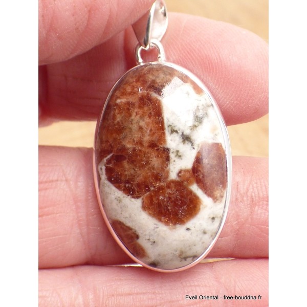 Pendentif Grenat Spessartine sur calcaire Pendentifs pierres naturelles LAM15