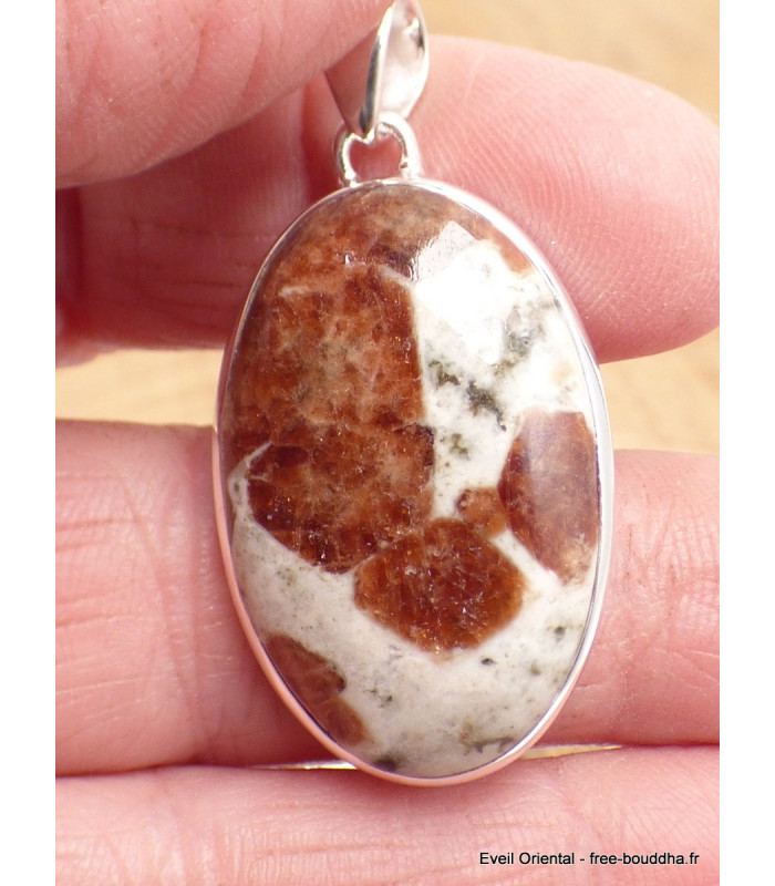 Pendentif Grenat Spessartine sur calcaire Pendentifs pierres naturelles LAM15