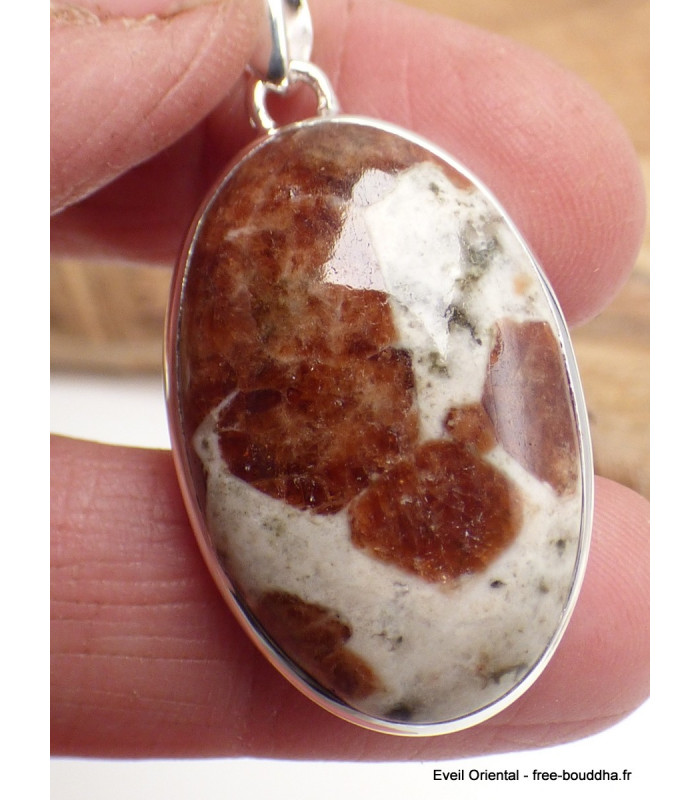Pendentif Grenat Spessartine sur calcaire Pendentifs pierres naturelles LAM15
