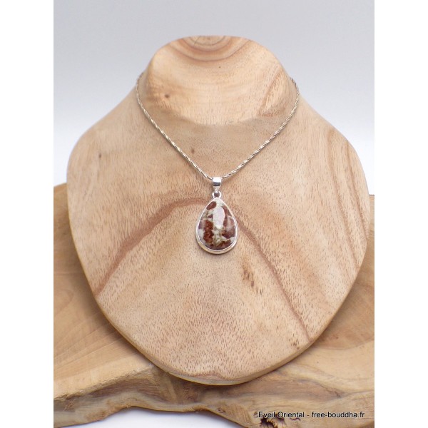 Pendentif goutte Grenat Spessartine sur calcaire Pendentifs pierres naturelles LAM15.1