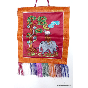 Décoration bouddhiste Quatre amis bordeau Tentures tibétaines Bouddha QUAT3