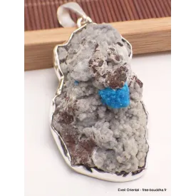 Très gros pendentif Cavansite sur roche-mère - Pendentifs pierres naturelles