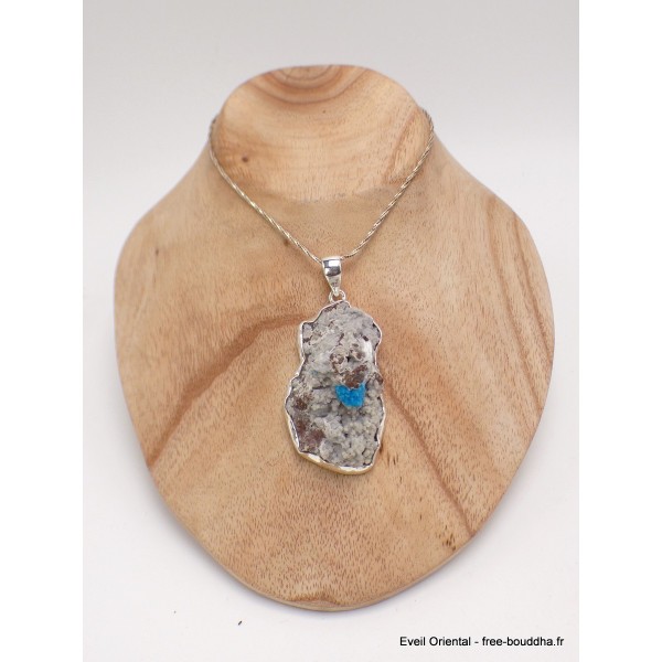 Très gros pendentif Cavansite sur roche-mère Pendentifs pierres naturelles PAC68.3