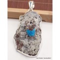 Très gros pendentif Cavansite sur roche-mère Pendentifs pierres naturelles PAC68.3