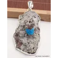 Très gros pendentif Cavansite sur roche-mère - Pendentifs pierres naturelles