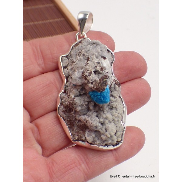 Très gros pendentif Cavansite sur roche-mère Pendentifs pierres naturelles PAC68.3
