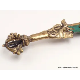 Epée de Manjushri courbe sertie de pierres - Objets rituels bouddhistes