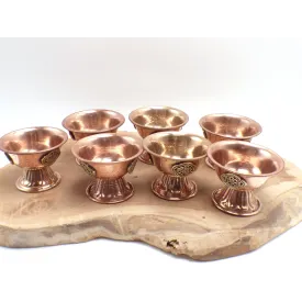 Lot de 7 Bols d'offrandes bouddhistes sur pied - Bols d'offrandes bouddhistes