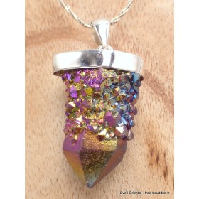 Pendentif argent Quartz Spirit et titane Pendentifs pierres naturelles LAM29