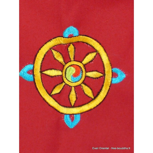 Sac de moine bouddhiste rouge Roue du Dharma Sacs tibétains et indiens sac MO10