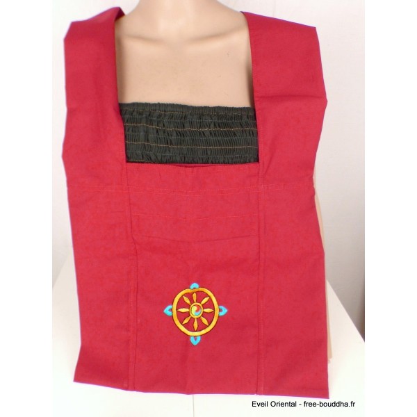 Sac de moine bouddhiste rouge Roue du Dharma Sacs tibétains et indiens sac MO10
