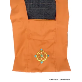 Sac de moine bouddhiste safran Roue du Dharma - Sacs tibétains et indiens