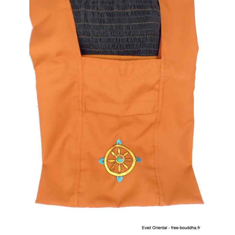 Sac de moine bouddhiste safran Roue du Dharma - Sacs tibétains et indiens
