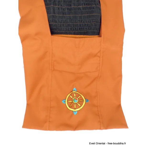 Sac de moine bouddhiste safran Roue du Dharma - Sacs tibétains et indiens