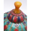 Grosse Boîte à bijoux tibétaine en Ambre signes auspicieux Artisanat tibétain bouddhiste BAT7-a