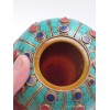 Grosse Boîte à bijoux tibétaine en Ambre signes auspicieux Artisanat tibétain bouddhiste BAT7-a