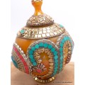 Grosse Boîte à bijoux tibétaine en Ambre Onyx Artisanat tibétain bouddhiste BAT8
