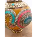 Grosse Boîte à bijoux tibétaine en Ambre Onyx - Artisanat tibétain bouddhiste