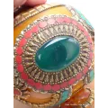 Grosse Boîte à bijoux tibétaine en Ambre Onyx - Artisanat tibétain bouddhiste