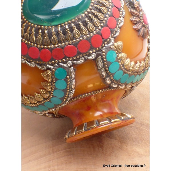 Grosse Boîte à bijoux tibétaine en Ambre Onyx Artisanat tibétain bouddhiste BAT8