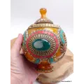 Grosse Boîte à bijoux tibétaine en Ambre Onyx - Artisanat tibétain bouddhiste