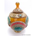 Grosse Boîte à bijoux tibétaine en Ambre Onyx Artisanat tibétain bouddhiste BAT8