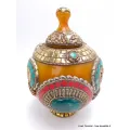 Grosse Boîte à bijoux tibétaine en Ambre Onyx - Artisanat tibétain bouddhiste