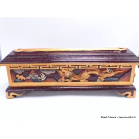 Gros porte-encens tibétain en bois Dragons - Porte-encens tibétains