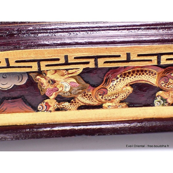Gros porte-encens tibétain en bois Dragons Brûleurs et porte-encens PEBD1
