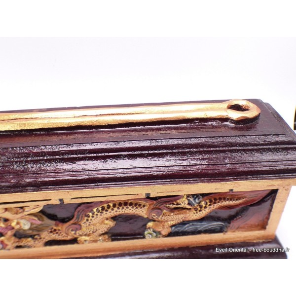 Gros porte-encens tibétain en bois Dragons Brûleurs et porte-encens PEBD1