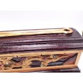 Gros porte-encens tibétain en bois Dragons Brûleurs et porte-encens PEBD1