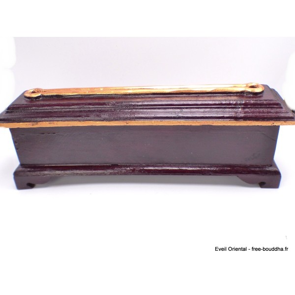 Gros porte-encens tibétain en bois Mantra de Chenrezi Brûleurs et porte-encens PEBD3
