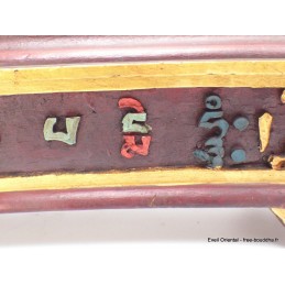 Gros porte-encens tibétain en bois Mantra de Chenrezi Brûleurs et porte-encens PEBD3