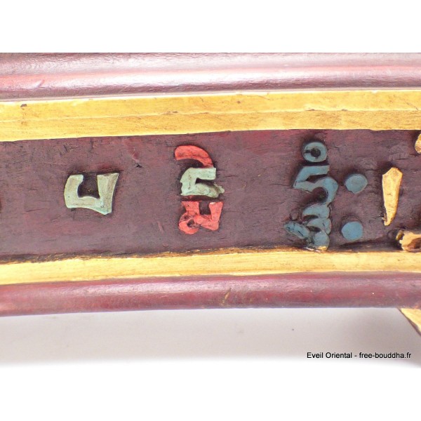 Gros porte-encens tibétain en bois Mantra de Chenrezi Brûleurs et porte-encens PEBD3