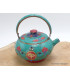 Théière bouddhiste cuivre turquoise Yeux de Bouddha Artisanat tibétain bouddhiste TH2