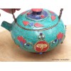 Théière bouddhiste cuivre turquoise Yeux de Bouddha Artisanat tibétain bouddhiste TH2