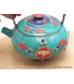 Théière bouddhiste cuivre turquoise Yeux de Bouddha - Artisanat tibétain bouddhiste