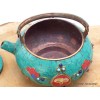 Théière bouddhiste cuivre turquoise Yeux de Bouddha Artisanat tibétain bouddhiste TH2