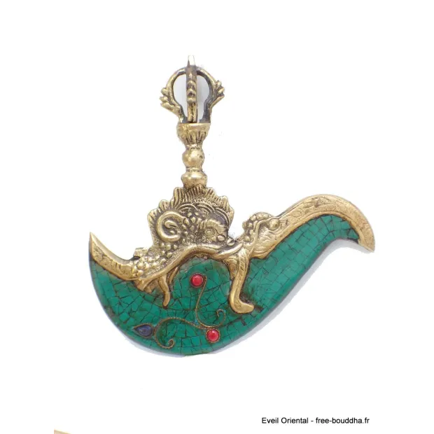 Kartika tibétain (drigug) laiton serti de pierres - Kartika Tibétain Bouddhiste