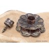 Brûleur d'encens tibétain double Lotus en cuivre vieilli Brûleurs et porte-encens AA25.6
