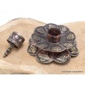 Brûleur d'encens tibétain double Lotus en cuivre vieilli Brûleurs et porte-encens AA25.6