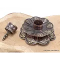 Porte-encens tibétain double Lotus en cuivre vieilli - Porte-encens tibétains