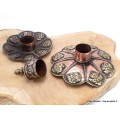 Brûleur d'encens tibétain double Lotus en cuivre vieilli Brûleurs et porte-encens AA25.6