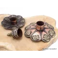 Porte-encens tibétain double Lotus en cuivre vieilli - Porte-encens tibétains