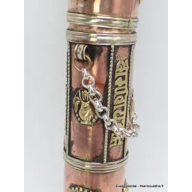 Porte encens tibétain cylindrique orné du Bouddha - Porte-encens tibétains