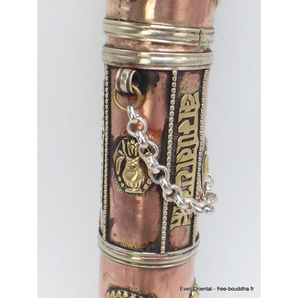 Porte encens tibétain cylindrique orné du Bouddha Brûleurs et porte-encens PEC1