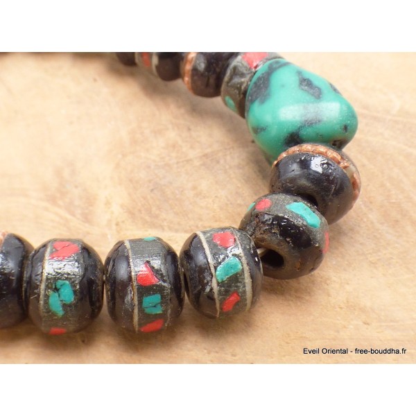 Authentique bracelet tibétain en os de buffle Bracelets tibétains bouddhistes ref26