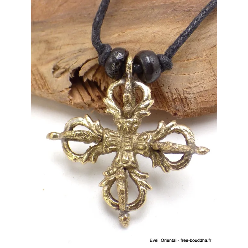 Collier tibétain double Dordjé tibétain en laiton - Colliers tibétains et népalais